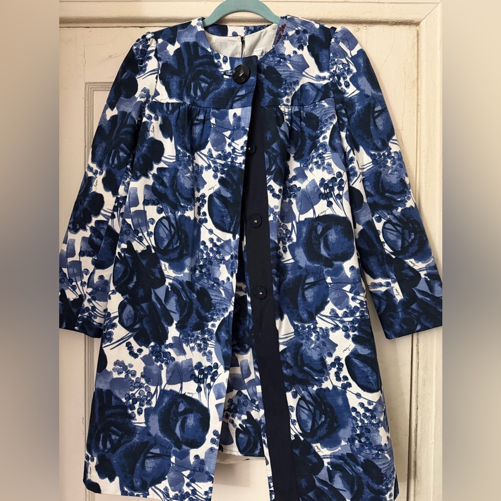 Milly of New York Navy and White Floral Print Mini Dress